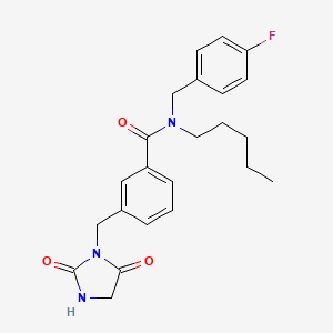 molecular formula C23H26FN3O3 B7421725 3-[(2,5-dioxoimidazolidin-1-yl)methyl]-N-[(4-fluorophenyl)methyl]-N-pentylbenzamide 