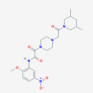 molecular formula C22H31N5O6 B7421791 2-[4-[2-(3,5-dimethylpiperidin-1-yl)-2-oxoethyl]piperazin-1-yl]-N-(2-methoxy-5-nitrophenyl)-2-oxoacetamide 