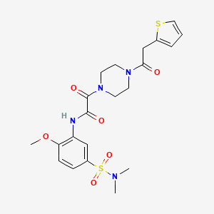 molecular formula C21H26N4O6S2 B7421816 N-[5-(dimethylsulfamoyl)-2-methoxyphenyl]-2-oxo-2-[4-(2-thiophen-2-ylacetyl)piperazin-1-yl]acetamide 