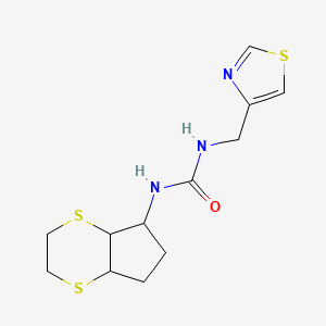 molecular formula C12H17N3OS3 B7421822 1-(3,4a,5,6,7,7a-hexahydro-2H-cyclopenta[b][1,4]dithiin-5-yl)-3-(1,3-thiazol-4-ylmethyl)urea 