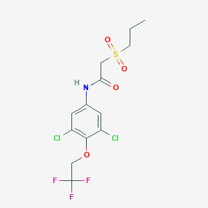 molecular formula C13H14Cl2F3NO4S B7421839 N-[3,5-dichloro-4-(2,2,2-trifluoroethoxy)phenyl]-2-propylsulfonylacetamide 