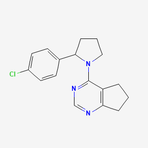 molecular formula C17H18ClN3 B7421845 4-[2-(4-chlorophenyl)pyrrolidin-1-yl]-6,7-dihydro-5H-cyclopenta[d]pyrimidine 