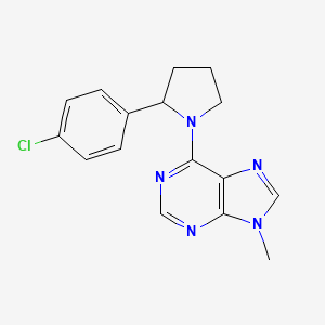 molecular formula C16H16ClN5 B7421850 6-[2-(4-Chlorophenyl)pyrrolidin-1-yl]-9-methylpurine 