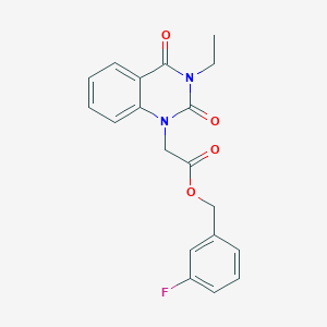 molecular formula C19H17FN2O4 B7421862 (3-Fluorophenyl)methyl 2-(3-ethyl-2,4-dioxoquinazolin-1-yl)acetate 