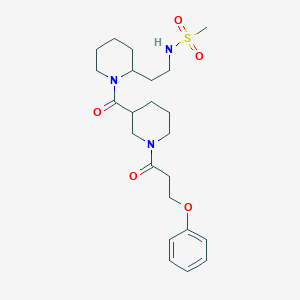 molecular formula C23H35N3O5S B7421889 N-[2-[1-[1-(3-phenoxypropanoyl)piperidine-3-carbonyl]piperidin-2-yl]ethyl]methanesulfonamide 