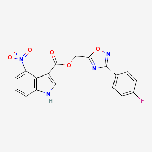 molecular formula C18H11FN4O5 B7421896 [3-(4-fluorophenyl)-1,2,4-oxadiazol-5-yl]methyl 4-nitro-1H-indole-3-carboxylate 