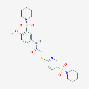 N-(4-methoxy-3-piperidin-1-ylsulfonylphenyl)-2-(5-piperidin-1-ylsulfonylpyridin-2-yl)sulfanylacetamide