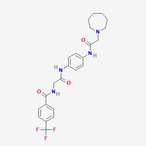 molecular formula C24H27F3N4O3 B7421948 N-[2-[4-[[2-(azepan-1-yl)acetyl]amino]anilino]-2-oxoethyl]-4-(trifluoromethyl)benzamide 