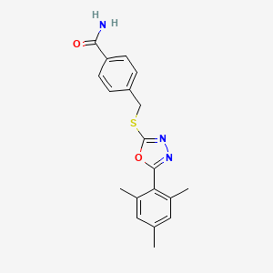 4-[[5-(2,4,6-Trimethylphenyl)-1,3,4-oxadiazol-2-yl]sulfanylmethyl]benzamide