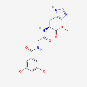 molecular formula C18H22N4O6 B7421973 methyl (2S)-2-[[2-[(3,5-dimethoxybenzoyl)amino]acetyl]amino]-3-(1H-imidazol-5-yl)propanoate 