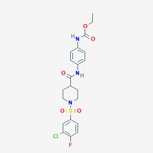 ethyl N-[4-[[1-(3-chloro-4-fluorophenyl)sulfonylpiperidine-4-carbonyl]amino]phenyl]carbamate