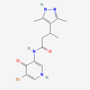 molecular formula C14H17BrN4O2 B7421988 N-(5-bromo-4-oxo-1H-pyridin-3-yl)-3-(3,5-dimethyl-1H-pyrazol-4-yl)butanamide 