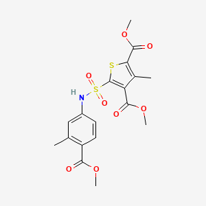 molecular formula C18H19NO8S2 B7421998 Dimethyl 5-[(4-methoxycarbonyl-3-methylphenyl)sulfamoyl]-3-methylthiophene-2,4-dicarboxylate 