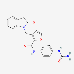 molecular formula C21H18N4O4 B7422005 N-[4-(carbamoylamino)phenyl]-3-[(2-oxo-3H-indol-1-yl)methyl]furan-2-carboxamide 