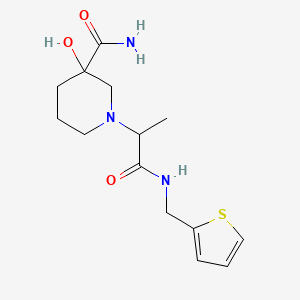 molecular formula C14H21N3O3S B7422068 3-Hydroxy-1-[1-oxo-1-(thiophen-2-ylmethylamino)propan-2-yl]piperidine-3-carboxamide 