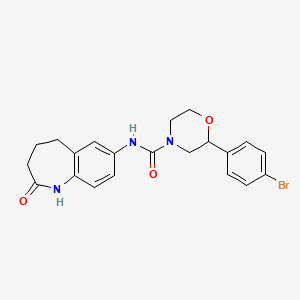 molecular formula C21H22BrN3O3 B7422086 2-(4-bromophenyl)-N-(2-oxo-1,3,4,5-tetrahydro-1-benzazepin-7-yl)morpholine-4-carboxamide 