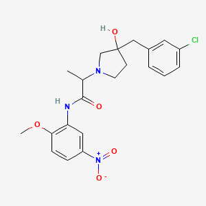 2-[3-[(3-chlorophenyl)methyl]-3-hydroxypyrrolidin-1-yl]-N-(2-methoxy-5-nitrophenyl)propanamide