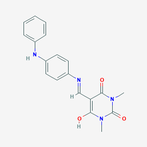 5-[(4-Anilinophenyl)iminomethyl]-6-hydroxy-1,3-dimethylpyrimidine-2,4-dione