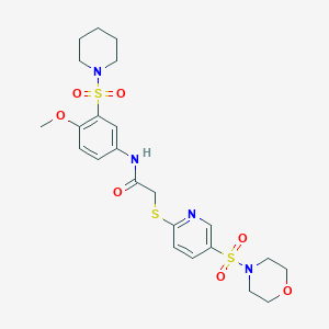 N-(4-methoxy-3-piperidin-1-ylsulfonylphenyl)-2-(5-morpholin-4-ylsulfonylpyridin-2-yl)sulfanylacetamide