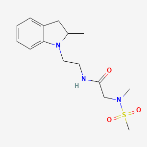 molecular formula C15H23N3O3S B7422174 N-[2-(2-methyl-2,3-dihydroindol-1-yl)ethyl]-2-[methyl(methylsulfonyl)amino]acetamide 