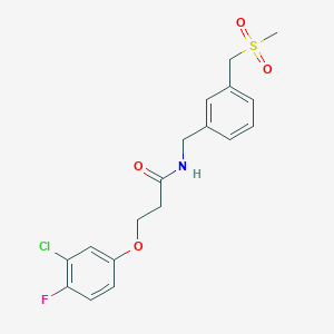 molecular formula C18H19ClFNO4S B7422210 3-(3-chloro-4-fluorophenoxy)-N-[[3-(methylsulfonylmethyl)phenyl]methyl]propanamide 