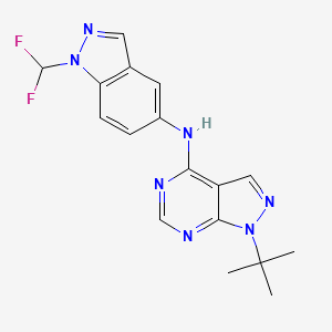 molecular formula C17H17F2N7 B7422222 1-tert-butyl-N-[1-(difluoromethyl)indazol-5-yl]pyrazolo[3,4-d]pyrimidin-4-amine 