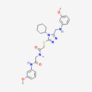 2-[[2-[[4-cyclohexyl-5-[(3-methoxyanilino)methyl]-1,2,4-triazol-3-yl]sulfanyl]acetyl]-methylamino]-N-(3-methoxyphenyl)acetamide