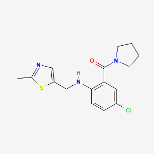 molecular formula C16H18ClN3OS B7422252 [5-Chloro-2-[(2-methyl-1,3-thiazol-5-yl)methylamino]phenyl]-pyrrolidin-1-ylmethanone 