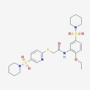 N-(2-ethoxy-5-piperidin-1-ylsulfonylphenyl)-2-(5-piperidin-1-ylsulfonylpyridin-2-yl)sulfanylacetamide