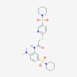 N-[2-(dimethylamino)-5-piperidin-1-ylsulfonylphenyl]-2-(5-piperidin-1-ylsulfonylpyridin-2-yl)sulfanylacetamide