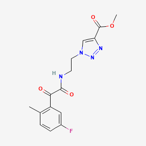 molecular formula C15H15FN4O4 B7422282 Methyl 1-[2-[[2-(5-fluoro-2-methylphenyl)-2-oxoacetyl]amino]ethyl]triazole-4-carboxylate 