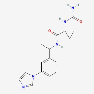 molecular formula C16H19N5O2 B7422288 1-(carbamoylamino)-N-[1-(3-imidazol-1-ylphenyl)ethyl]cyclopropane-1-carboxamide 