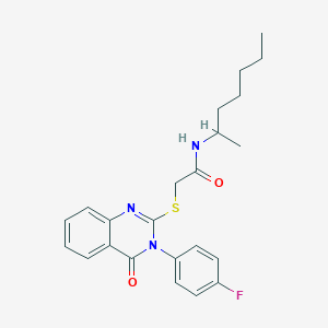 molecular formula C23H26FN3O2S B7422300 2-[3-(4-fluorophenyl)-4-oxoquinazolin-2-yl]sulfanyl-N-heptan-2-ylacetamide 