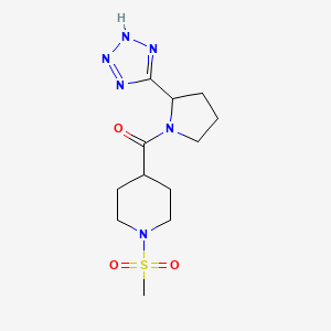 molecular formula C12H20N6O3S B7422304 (1-methylsulfonylpiperidin-4-yl)-[2-(2H-tetrazol-5-yl)pyrrolidin-1-yl]methanone 