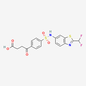 molecular formula C18H14F2N2O5S2 B7422333 4-[4-[[2-(Difluoromethyl)-1,3-benzothiazol-6-yl]sulfamoyl]phenyl]-4-oxobutanoic acid 