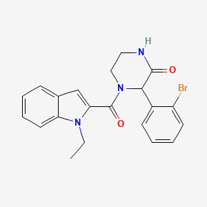 molecular formula C21H20BrN3O2 B7422335 3-(2-Bromophenyl)-4-(1-ethylindole-2-carbonyl)piperazin-2-one 