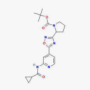 Tert-butyl 2-[5-[2-(cyclopropanecarbonylamino)pyridin-4-yl]-1,2,4-oxadiazol-3-yl]pyrrolidine-1-carboxylate