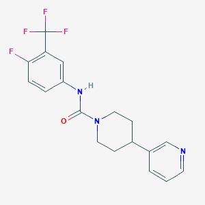 molecular formula C18H17F4N3O B7422378 N-[4-fluoro-3-(trifluoromethyl)phenyl]-4-pyridin-3-ylpiperidine-1-carboxamide 