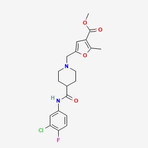 molecular formula C20H22ClFN2O4 B7422500 Methyl 5-[[4-[(3-chloro-4-fluorophenyl)carbamoyl]piperidin-1-yl]methyl]-2-methylfuran-3-carboxylate 