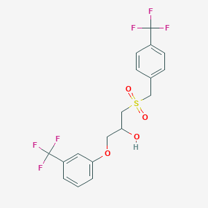 molecular formula C18H16F6O4S B7422516 1-[3-(Trifluoromethyl)phenoxy]-3-[[4-(trifluoromethyl)phenyl]methylsulfonyl]propan-2-ol 