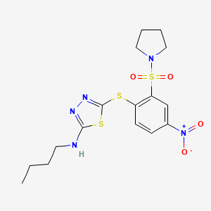 N-butyl-5-(4-nitro-2-pyrrolidin-1-ylsulfonylphenyl)sulfanyl-1,3,4-thiadiazol-2-amine