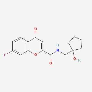 molecular formula C16H16FNO4 B7422604 7-fluoro-N-[(1-hydroxycyclopentyl)methyl]-4-oxochromene-2-carboxamide 