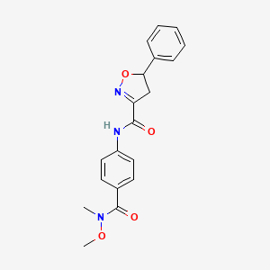 molecular formula C19H19N3O4 B7422633 N-[4-[methoxy(methyl)carbamoyl]phenyl]-5-phenyl-4,5-dihydro-1,2-oxazole-3-carboxamide 