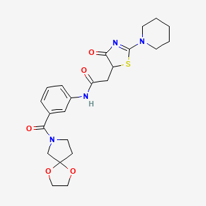 N-[3-(1,4-dioxa-7-azaspiro[4.4]nonane-7-carbonyl)phenyl]-2-(4-oxo-2-piperidin-1-yl-1,3-thiazol-5-yl)acetamide