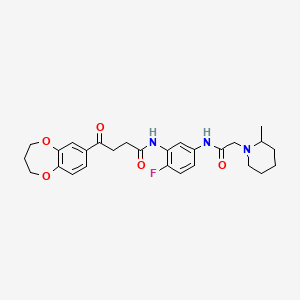 4-(3,4-dihydro-2H-1,5-benzodioxepin-7-yl)-N-[2-fluoro-5-[[2-(2-methylpiperidin-1-yl)acetyl]amino]phenyl]-4-oxobutanamide