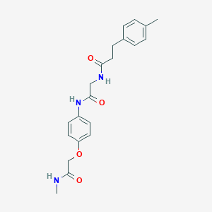 molecular formula C21H25N3O4 B7422707 N-[2-[4-[2-(methylamino)-2-oxoethoxy]anilino]-2-oxoethyl]-3-(4-methylphenyl)propanamide 