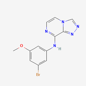 molecular formula C12H10BrN5O B7422721 N-(3-bromo-5-methoxyphenyl)-[1,2,4]triazolo[4,3-a]pyrazin-8-amine 