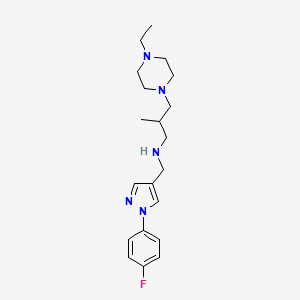 3-(4-ethylpiperazin-1-yl)-N-[[1-(4-fluorophenyl)pyrazol-4-yl]methyl]-2-methylpropan-1-amine