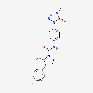 2-ethyl-N-[4-(4-methyl-5-oxo-1,2,4-triazol-1-yl)phenyl]-3-(4-methylphenyl)pyrrolidine-1-carboxamide