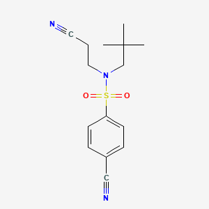 molecular formula C15H19N3O2S B7422763 4-cyano-N-(2-cyanoethyl)-N-(2,2-dimethylpropyl)benzenesulfonamide 